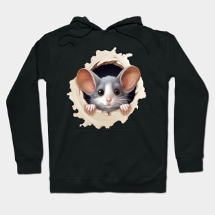 Cute Mouse Peeking Out of Hole Hoodie